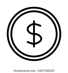 coin dollar icon or logo illustration outline black style