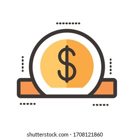 coin dollar line and fill style icon vector illustration design