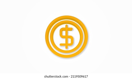 coin dollar, money, finance, currency realistic icon. 3d vector illustration. Isolated line color pictogram. Transparent shadows