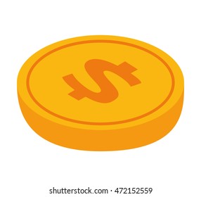 coin dollar money icon vector isolated design