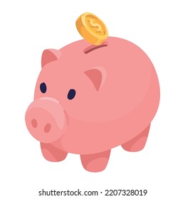 coin dollar in piggy icon