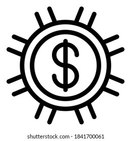Icono de solicitud de moneda en dólares. Símbolo del icono de vector de solicitud de moneda de esquema para diseño web aislado en fondo blanco