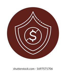Münzgeld in Form von Schirmblöcken Symbol Vektorillustration Design