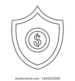 coin dollar in shield isolated icon vector illustration design