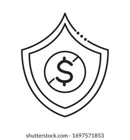 Münzgeld in Form von Schildlinien Symbol Vektorillustration Design