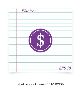 Coin with dollar sign.