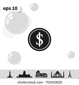 Coin with dollar sign.
