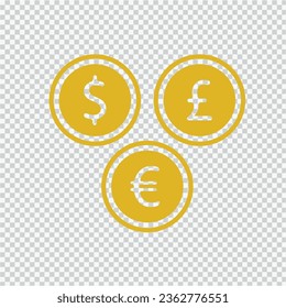 Coin with dollar sign. Money symbol. Gold coin flat icon. 