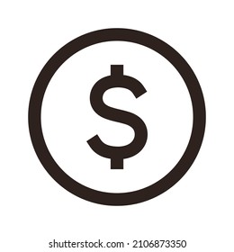 Coin with dollar sign. Money vector icon isolated on white background