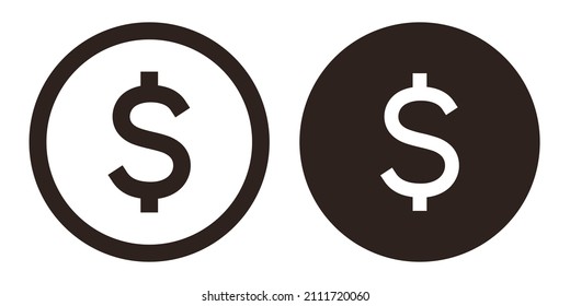 Coin with dollar sign. Money vector icon isolated on white background