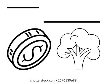 Moneda con signo de dólar al lado de un árbol, haciendo hincapié en el crecimiento, la naturaleza y la economía. Ideal para finanzas, inversiones, sostenibilidad ambiental, prácticas ecológicas, financiación verde y crecimiento económico