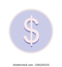 Coin with dollar sign semi flat color vector object. Cash money. Savings and earnings. Full sized item on white. Finance simple cartoon style illustration for web graphic design and animation