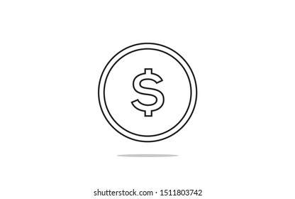 Coin with dollar sign simple icon on white background. Vector illustration.