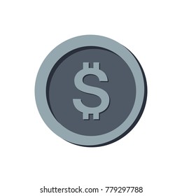 Coin with dollar sign simple icon on white background. Vector illustration. Money symbol, clean vector