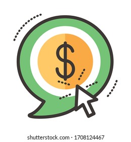 Münzgeld in Sprachblasenlinie und füllen Stil-Symbol-Vektorillustration Illustration Design