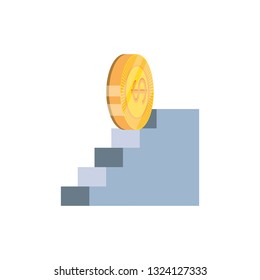 coin dollar in stairs isolated icon