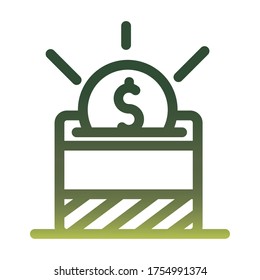 Coin with dollar symbol gradient style icon of money financial banking commerce and market theme Vector illustration