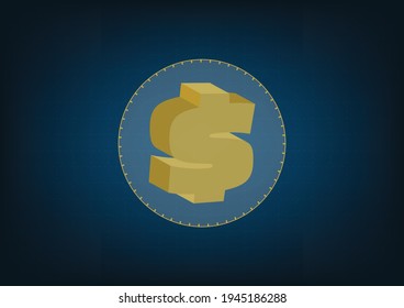 Coin dollar symbol on blue background. vector illustration.