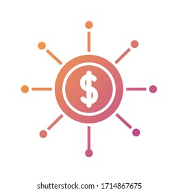 coin dollar symbol silhouette style icon vector illustration design