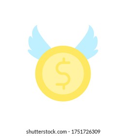 coin dollar wings icon. Simple color vector elements of bankruptcy icons for ui and ux, website or mobile application