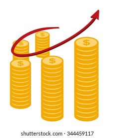 Coin dollars graph business vector