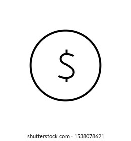 Coin Dolor icon vector illustration on white background. Simple illustration, editable brush stroke.