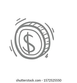 Coin Doodle Icon Vector Hand Drawing 