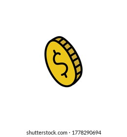 coin doodle icon, vector illustration