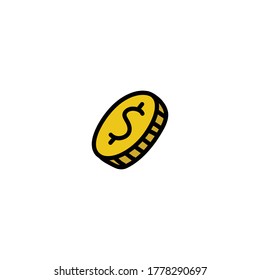 icono de doodle de moneda, ilustración vectorial