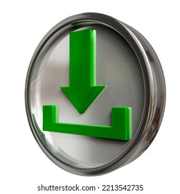 icono de descarga de moneda diseño 3d representar fondo transparente