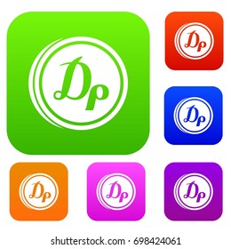 Coin drachma set icon in different colors isolated vector illustration. Premium collection