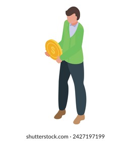 Coin ecology icon isometric vector. Social energy. Company invest
