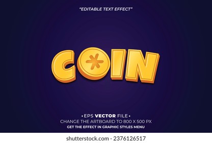 Coin editable text effect vector template
