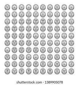 coin emoticon icons set line