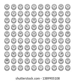 coin emoticon icons set line