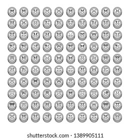 coin emoticon icons set line