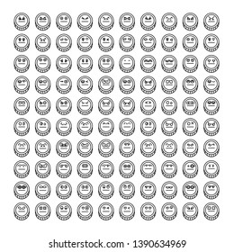 coin emoticon icons set line