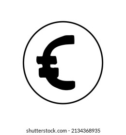 coin with euro symbol hand drawn in doodle style.