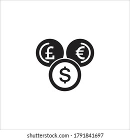 Coin exchange icon black vector illustration
