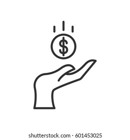 coin falls into the hand