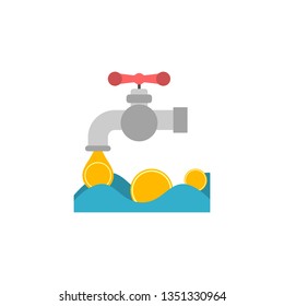 Coin Faucet. Coin Faucet Vector Flat Icon Isolated on White Background