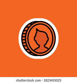 Coin plana design sticker bussines icono vector