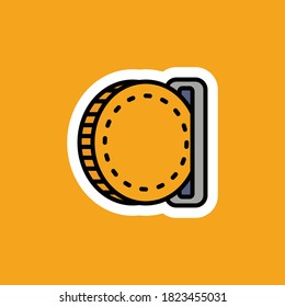 Coin plana design sticker bussines icono vector