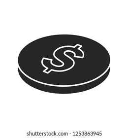 Coin flat icon on white background