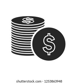 Coin flat icon on white background
