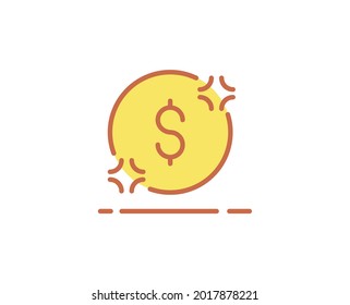 Coin flat icon on white background
