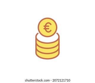 Icono plano de la moneda en el fondo blanco 