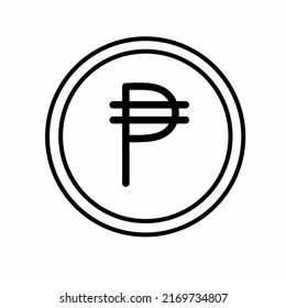 Coin flat icon vector illustration. Coin as currency symbol. Coin thin line icon with peso sign. Philippine currency.