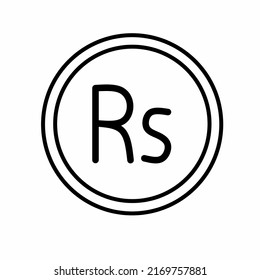 Ilustración vectorial de icono plano de moneda. Moneda como símbolo de moneda. Icono de la línea delgada de la moneda con el signo de la rupia pakistán. Moneda paquistaní.