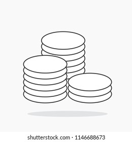 coin flat icon vector out line style for finance and money website 